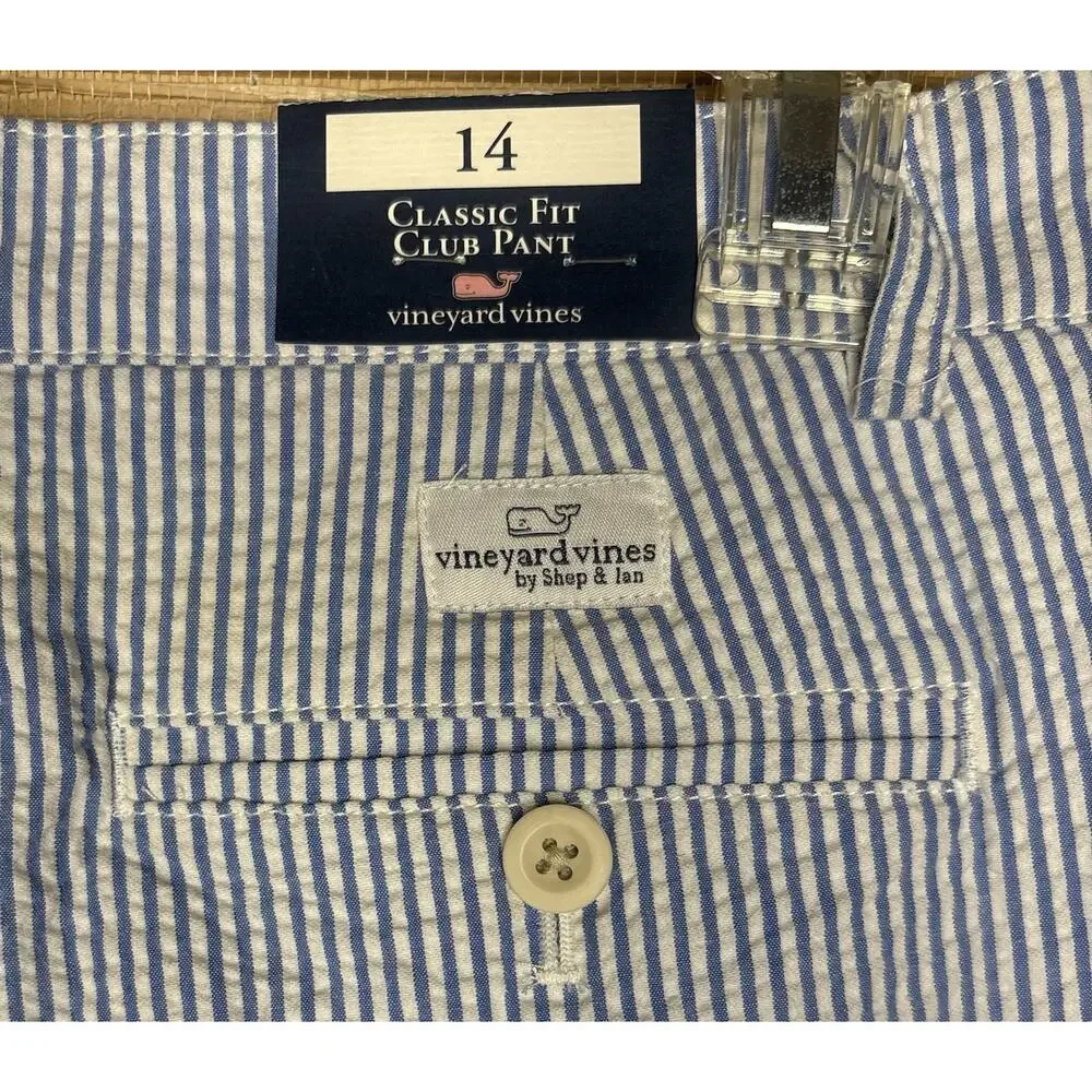 NWT Vineyard Vines Boy’s Club Striped Pants 28” Inseam Sz 14